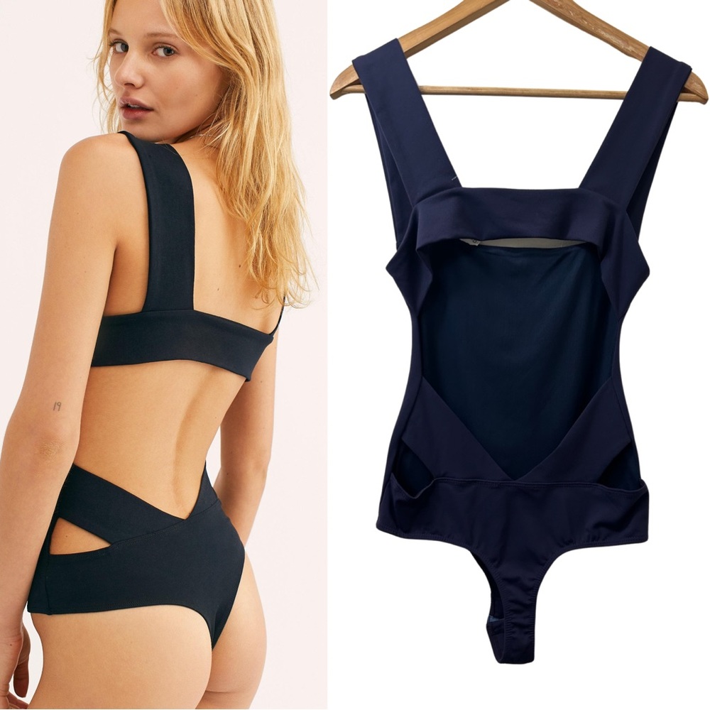 NWT Free People Intimately Oh She's Strappy Duo Bodysuit Dark Purple Plum Small